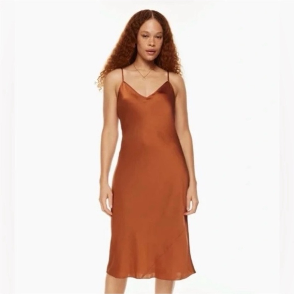 Aritzia Only Slip Midi Dress XS in Anise Brown 🍂🧡🤎